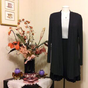 NWOT Nicole Miller Woman's Deep Gray Open Front Coat Outerwear Size L 12 14 L